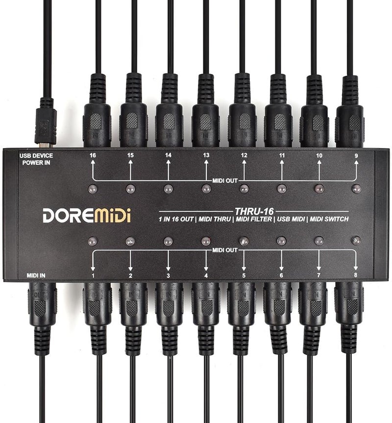 DOREMiDi MIDI THRU-16 Box Filter and Switch 1 MIDI input into 16 MIDI outputs and each MIDI output can edit MIDI filters(THRU-16) - Image 3